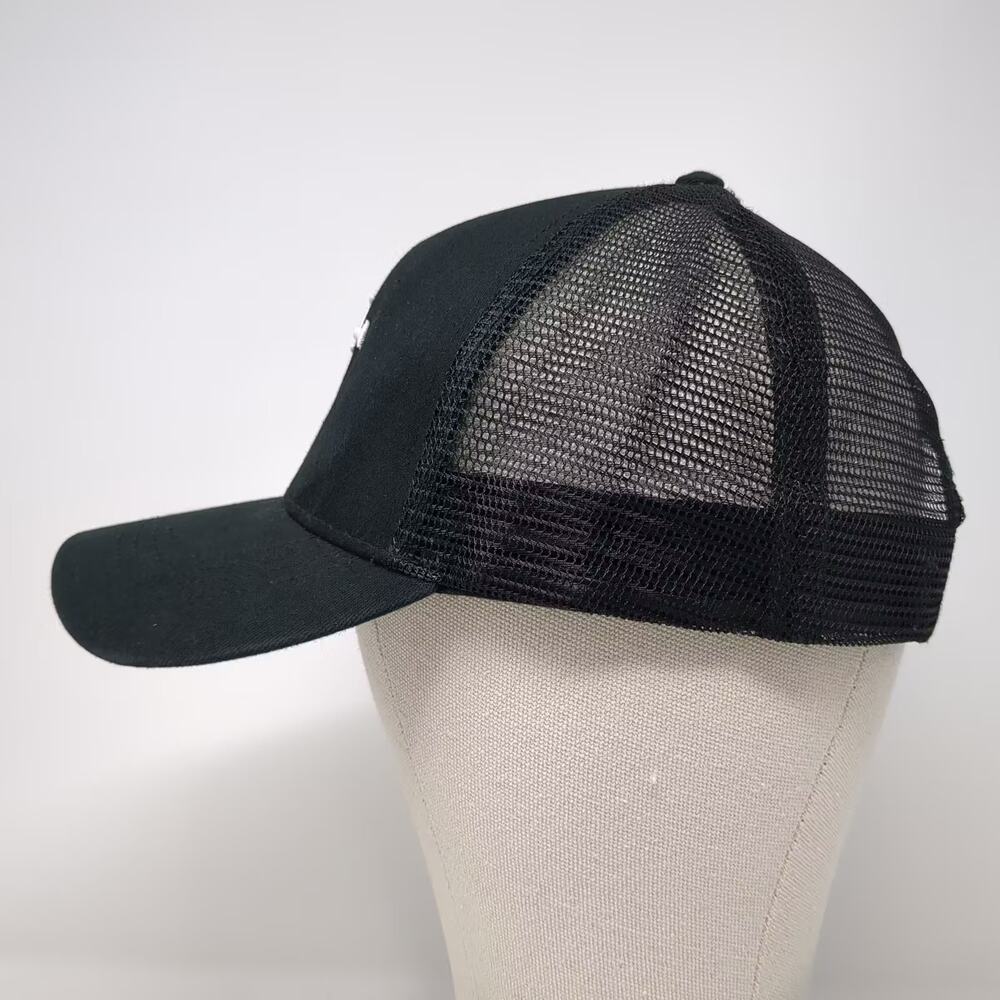 Three Nails Black OS Trucker Hat Embroidered Cross Logo Mesh Snapback Crown - Picture 3 of 9